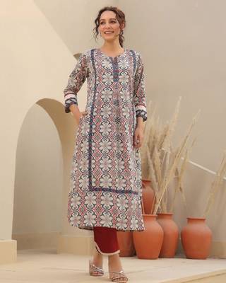 Women ethnic motifs printed kurta 2