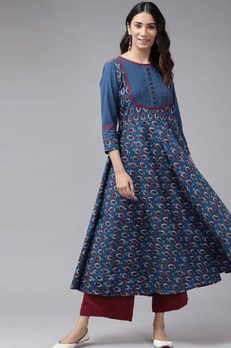 Floral printed anarkali kurta