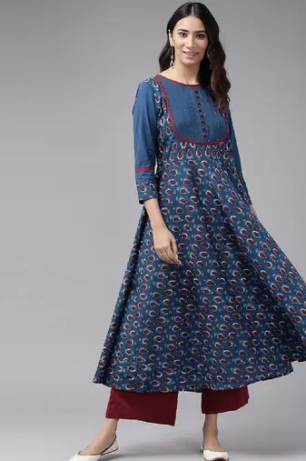 Floral printed anarkali kurta