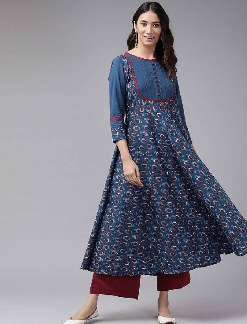 Floral printed anarkali kurta