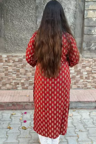 Women floral printed pure cotton straight kurta