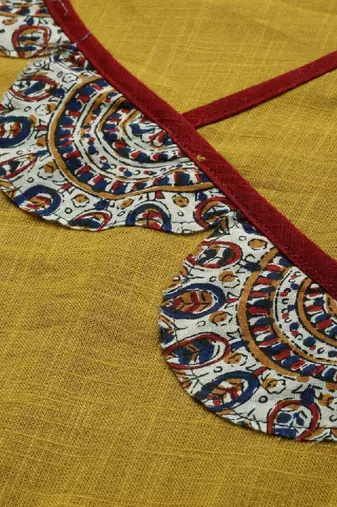 Floral yoke design angrakha v-neck patchwork a-line kurta