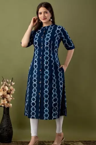 Shibori dyed mandarin collar pure cotton feeding maternity a-line kurta