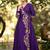 Purple floral embroidered angrakha v-neck thread work cotton silk a-line kurta