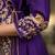 Purple floral embroidered angrakha v-neck thread work cotton silk a-line kurta