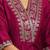 Floral yoke design v-neck sequinned straight kurta
