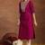 Floral yoke design v-neck sequinned straight kurta