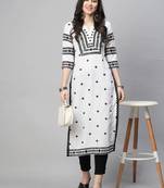 Floral embroidered notch neck chikankari straight kurta