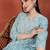 Floral printed thread work notch neck pure cotton straight kurta
