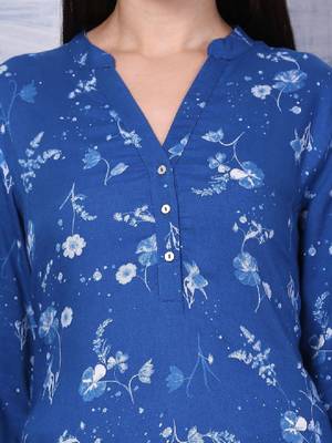 Floral printed mandarin collar straight kurta 2