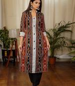 Women abstract printed daily a-line cotton flared kurta