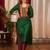 Women green abstract printed daily a-line cotton flared kurta