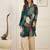 Abstract printed v-neck chanderi silk straight kurta