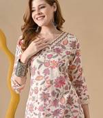 Women floral printed daily cotton straight kurta