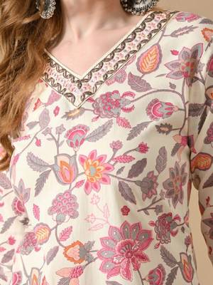 Women floral printed daily cotton straight kurta 3