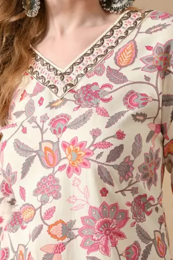Women floral printed daily cotton straight kurta