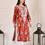 Women red mulmul chikankari embroidered kurta