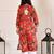 Women red mulmul chikankari embroidered kurta
