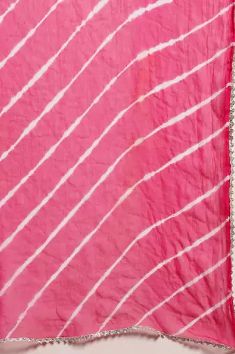Women bandhani printed bandhej a-line thread work pastels kurta with dupatta