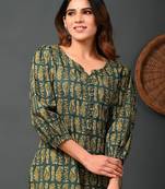 Women paisley printed puff sleeves pure cotton kurta