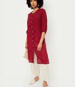 Women woven design daily cotton straight kurta
