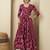 Women ethnic motifs printed mirror work panelled anarkali ankle length kurta