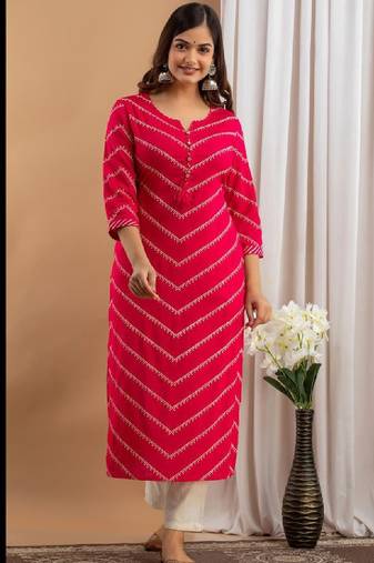 Women pink viscose rayon kurtas