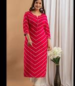 Women pink viscose rayon kurtas