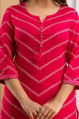 Women pink viscose rayon kurtas