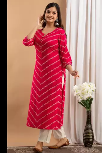 Women pink viscose rayon kurtas