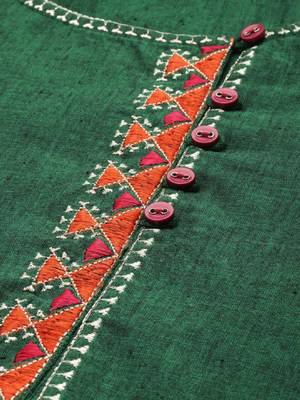 Women geometric embroidered daily cotton straight kurta 2