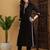 Embroidered calf length v-neck three-quarter sleeve straight kurta