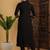 Embroidered calf length v-neck three-quarter sleeve straight kurta