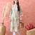 Women floral printed notched neck straight chikankari organic cotton kurta
