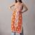 Orange floral embroidered chikankari shoulder strap straight cotton kurta