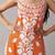 Orange floral embroidered chikankari shoulder strap straight cotton kurta