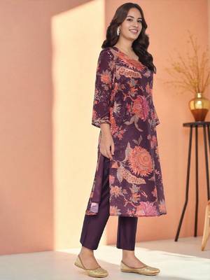 Floral printed sequinned a-line kurta 3
