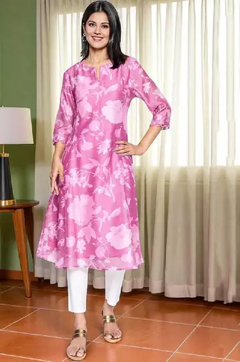 Women floral printed flared kurta