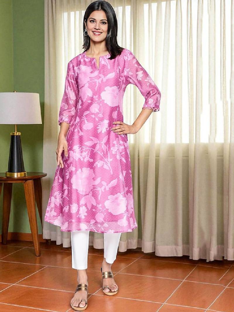 Women floral printed flared kurta