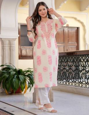 Women floral daily cotton straight kurta 2