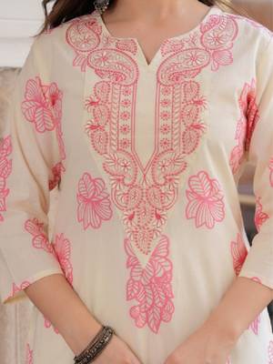 Women floral daily cotton straight kurta 3