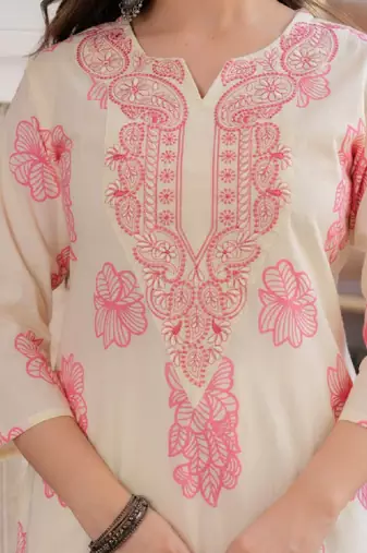 Women floral daily cotton straight kurta