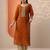 Ethnic motifs embroidered sweetheart neck straight kurta