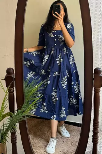 Women blue viscose rayon kurtas