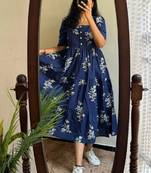Women blue viscose rayon kurtas