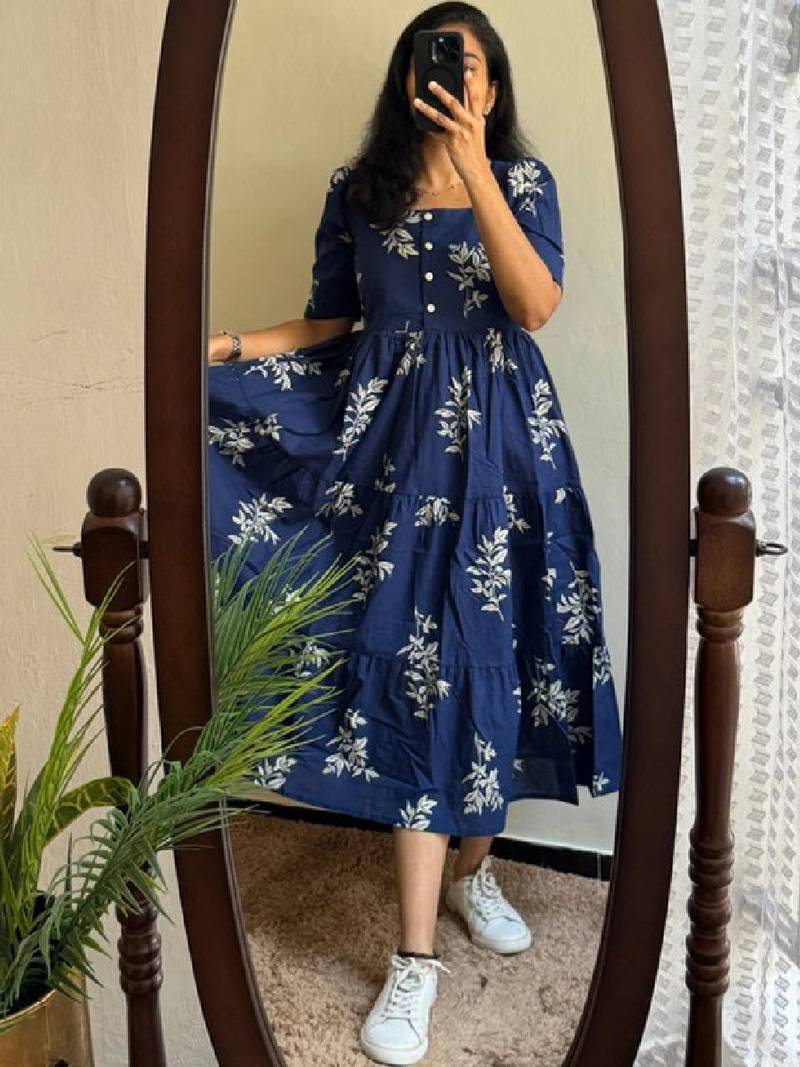 Women blue viscose rayon kurtas
