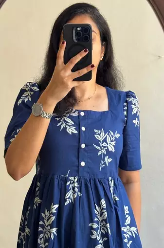 Women blue viscose rayon kurtas