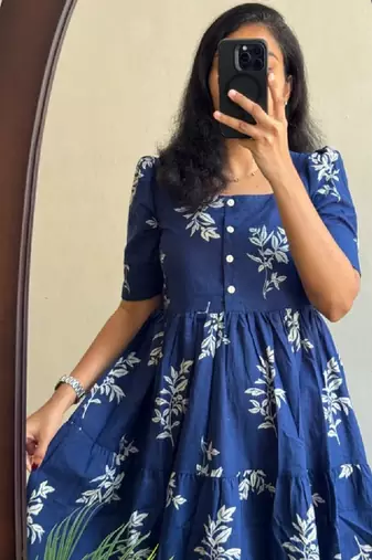Women blue viscose rayon kurtas