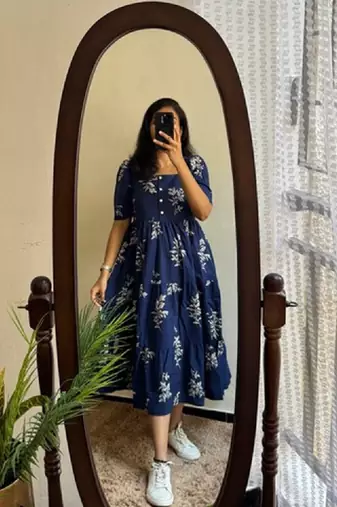Women blue viscose rayon kurtas