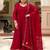 Women maroon embroidered zari georgette anarkali kurta with dupatta
